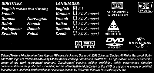 Disc information block for the Region 2/4 version of 'Out Of Sight'